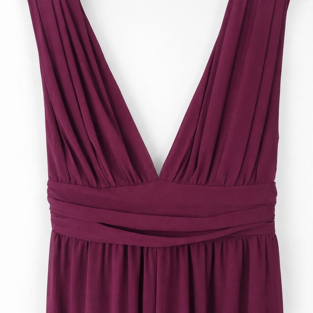 Lulus Divine Muse Burgundy Georgette Wide Leg Jumpsuit S Wedding Guest - Picture 3 of 10